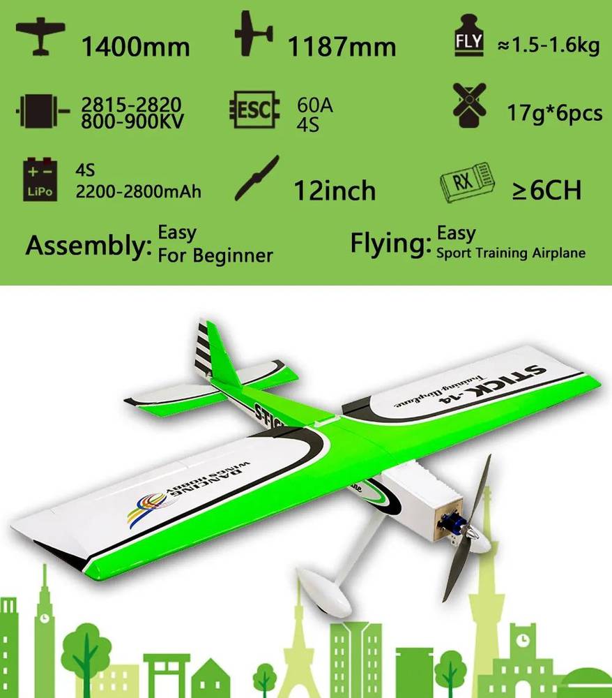 DW STICK-14 ARF+Motor+ESC+Servo - foto 9