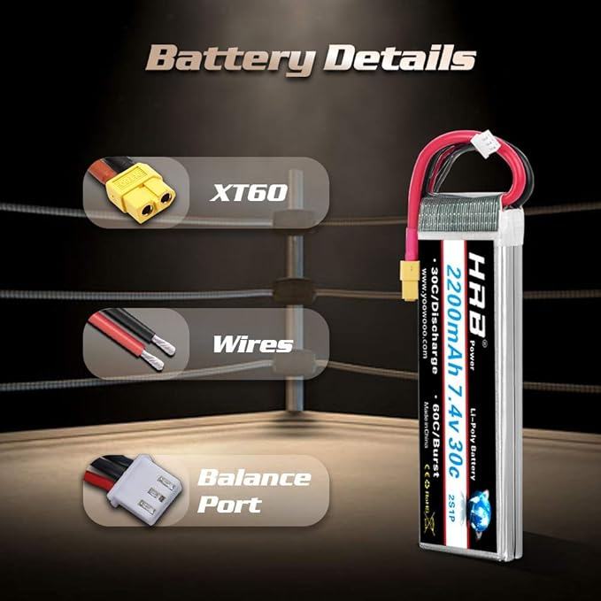 HRB 2200 MAH - 2S 7.4 V - XT60 - foto 2