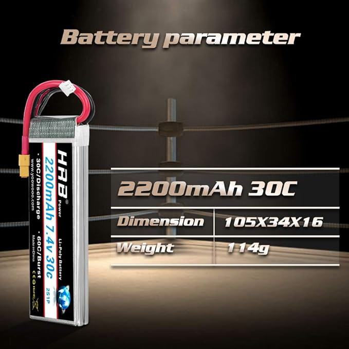 HRB 2200 MAH - 2S 7.4 V - XT60 - foto 4