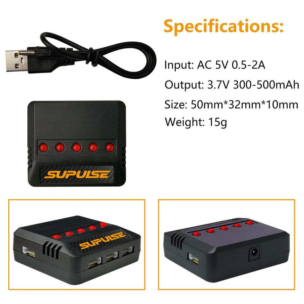 Supulse - Cargador de batería mini LiPo 5 salidas / Cargador compacto - foto 5