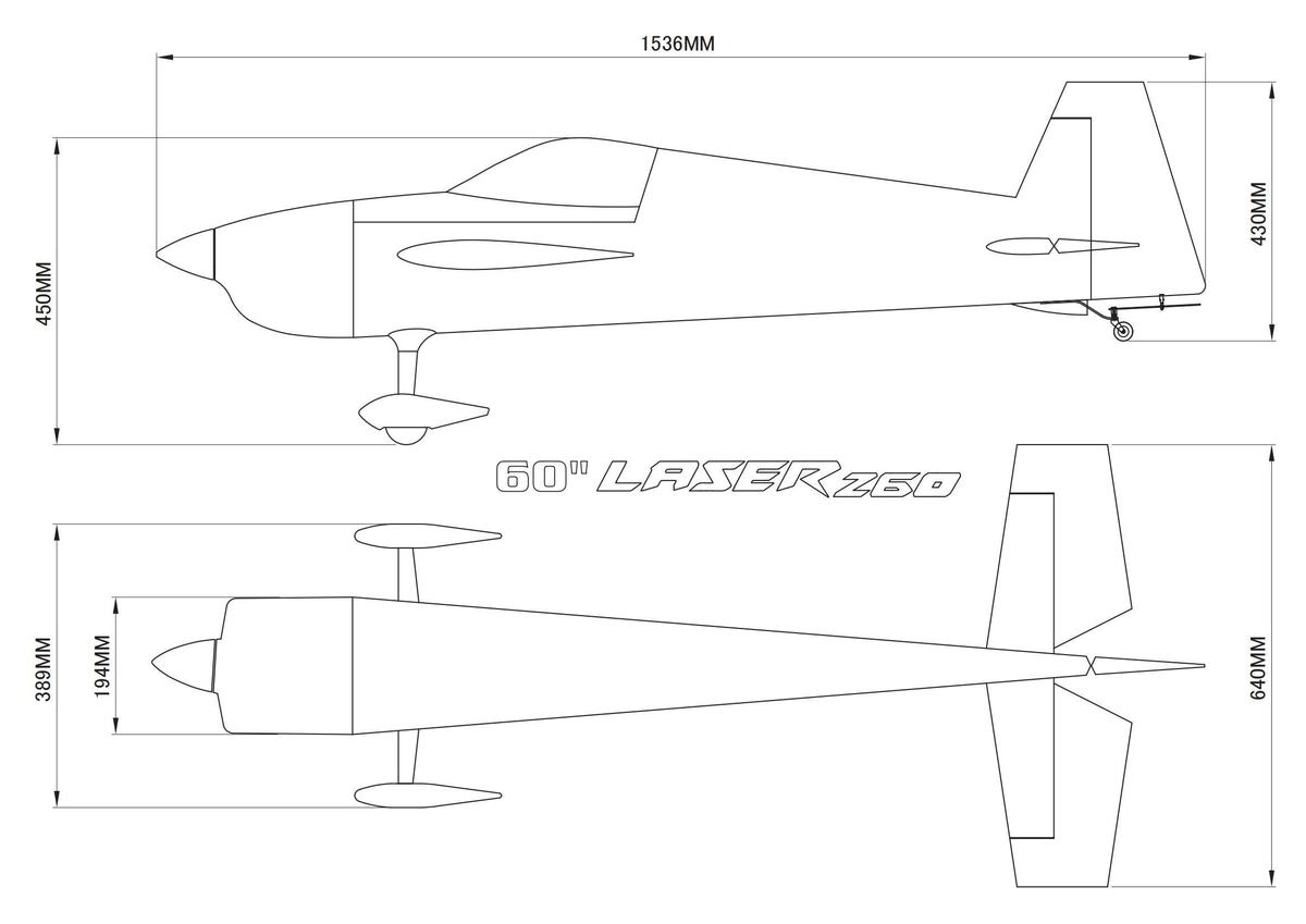 Skywing RC - 60" Laser 260 V3 plus  ARF / Rojo (70e 1.5m) - foto 2