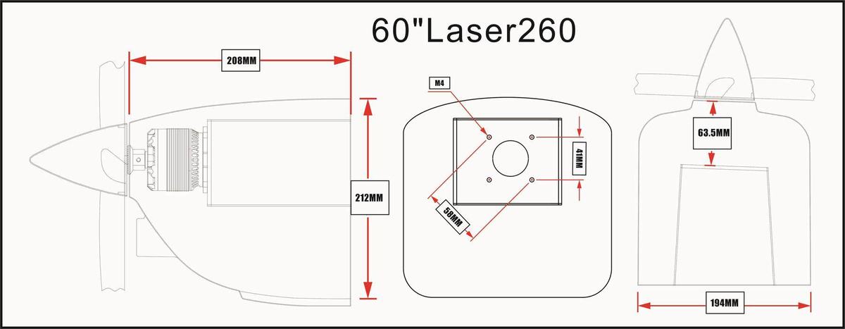 Skywing RC - 60" Laser 260 V3 plus  ARF / Rojo (70e 1.5m) - foto 3