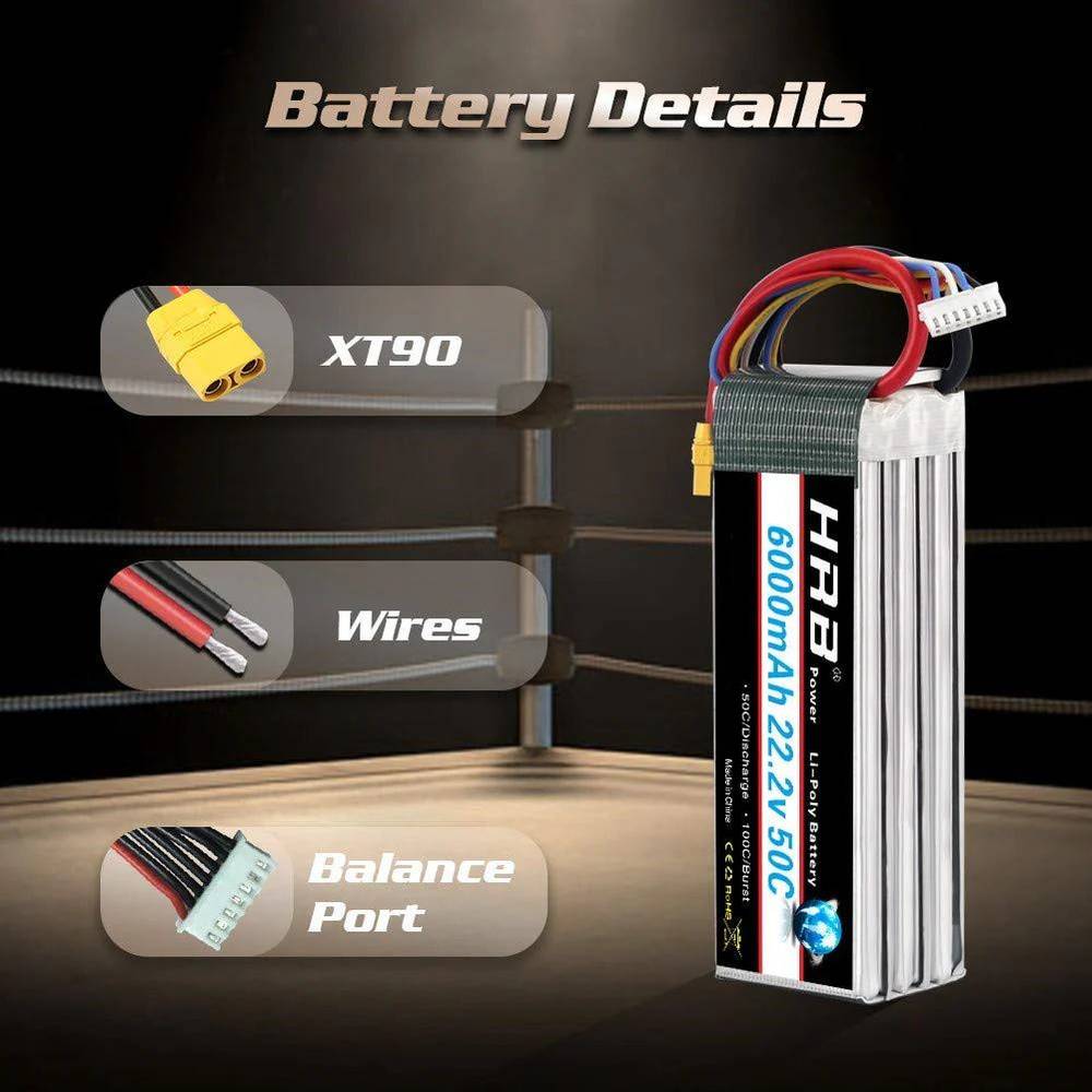 HRB 6000 MAH - 6S 22.2V - XT90 - foto 2