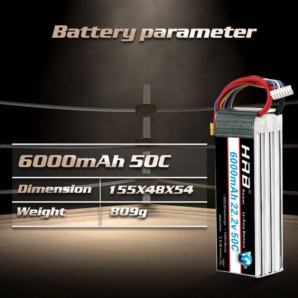 HRB 6000 MAH - 6S 22.2V - XT90 - foto 3