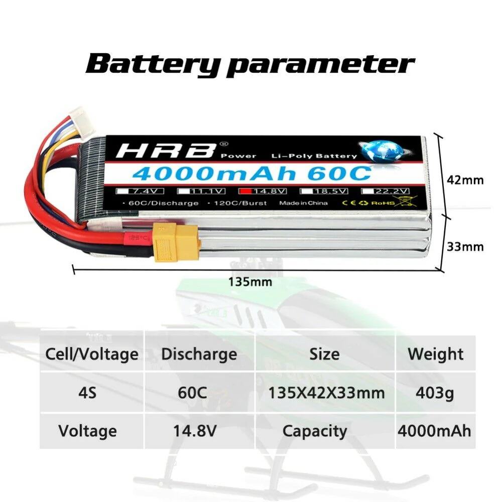HRB 4000 MAH - 4S 14.8V - XT60 - foto 3