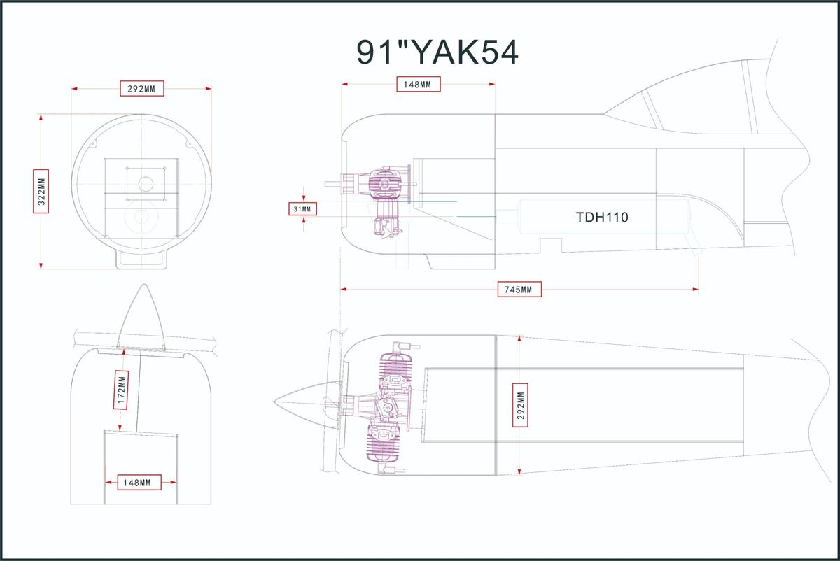 Skywing RC – 91″ Yak 54 ARF / Azul - foto 2