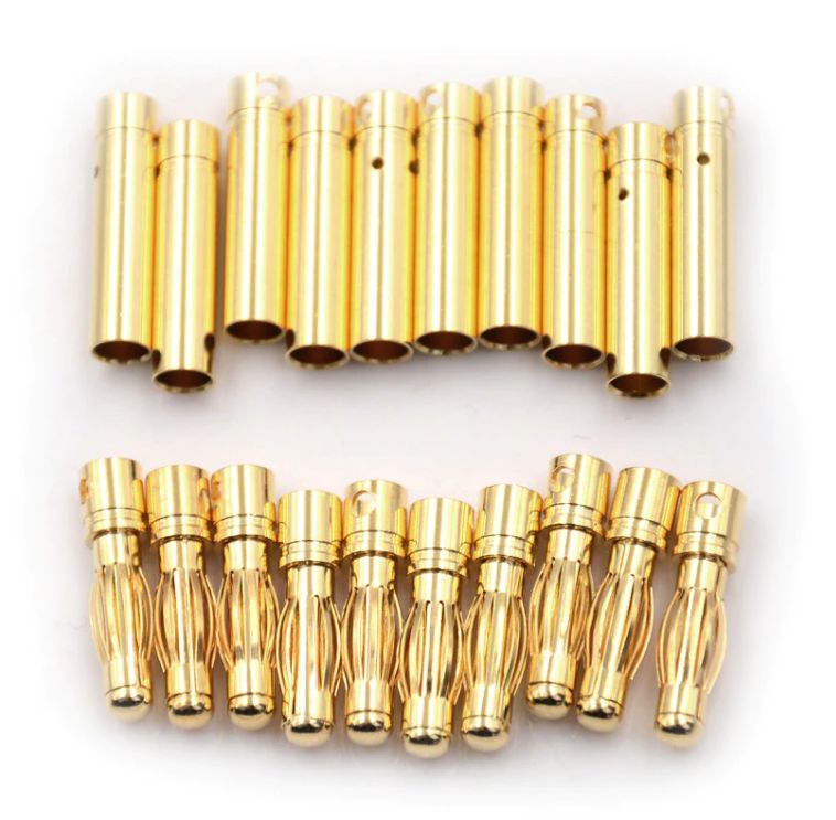 3 pares conector "Banana Bullet" 4mm (Macho - Hembra)